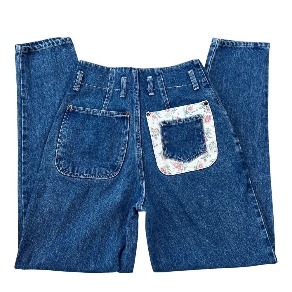 Vintage Best American Clothing Co. Denim Floral Pocket High Waisted Jeans (2)